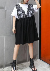 Classy white Cotton clothes Women patchwork short summer Dress AT-SDM190717