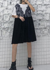 Classy white Cotton clothes Women patchwork short summer Dress AT-SDM190717