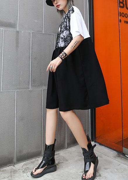 Classy white Cotton clothes Women patchwork short summer Dress AT-SDM190717