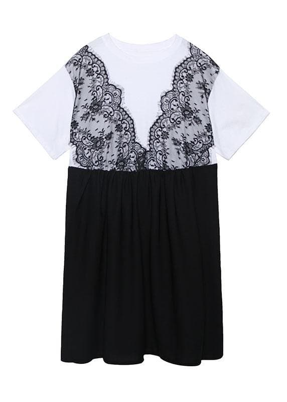 Classy white Cotton clothes Women patchwork short summer Dress AT-SDM190717