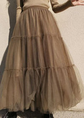Coffee fashion Patchwork Tulle Skirts Spring BSSKT-SKTS211202