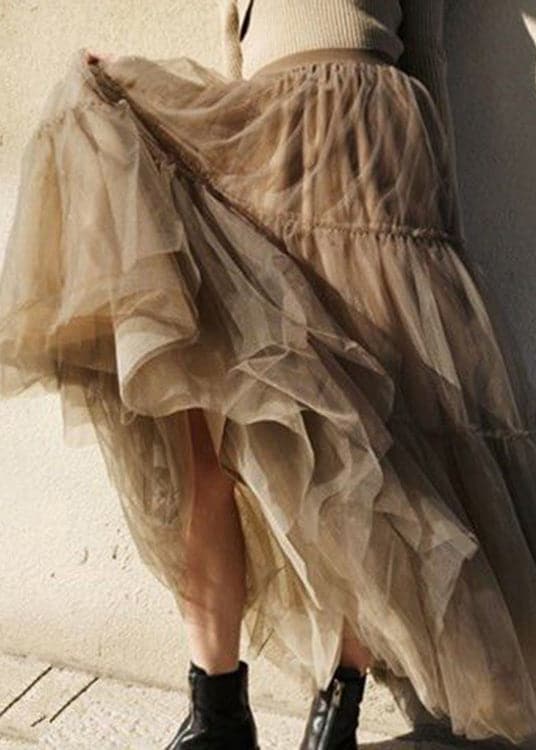 Coffee fashion Patchwork Tulle Skirts Spring BSSKT-SKTS211202