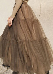Coffee fashion Patchwork Tulle Skirts Spring BSSKT-SKTS211202