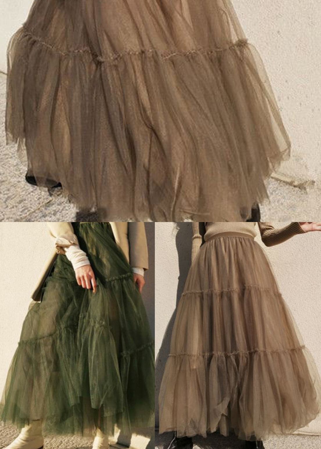 Coffee fashion Patchwork Tulle Skirts Spring BSSKT-SKTS211202