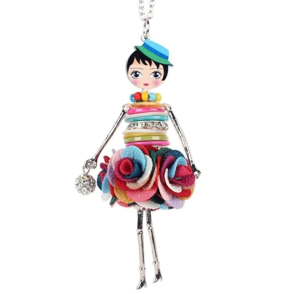 Colorful Crystal Handmade French Doll Necklace Charm Jewelry BOS0325 Touchy Style