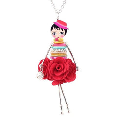 Colorful Crystal Handmade French Doll Necklace Charm Jewelry BOS0325 Touchy Style