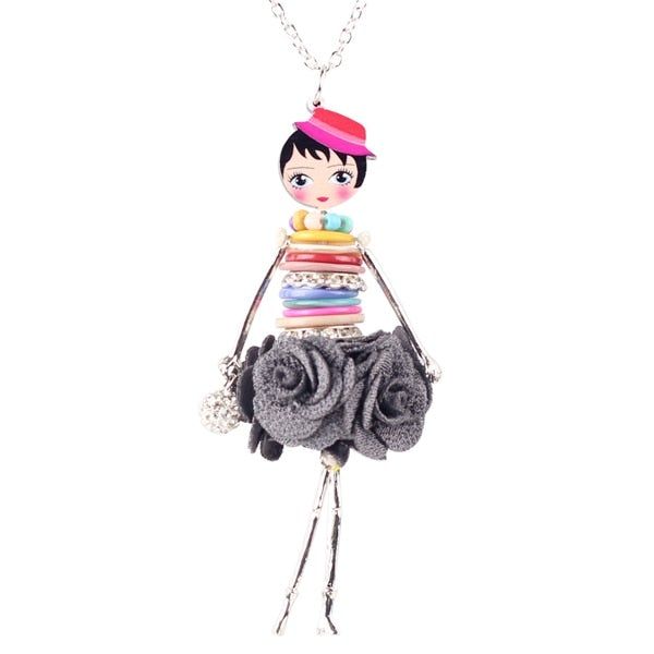Colorful Crystal Handmade French Doll Necklace Charm Jewelry BOS0325 Touchy Style