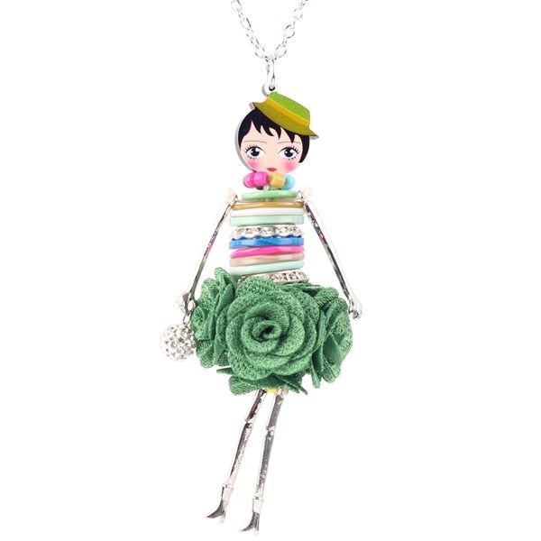 Colorful Crystal Handmade French Doll Necklace Charm Jewelry BOS0325 Touchy Style