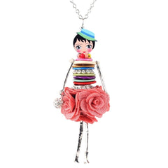 Colorful Crystal Handmade French Doll Necklace Charm Jewelry BOS0325 Touchy Style