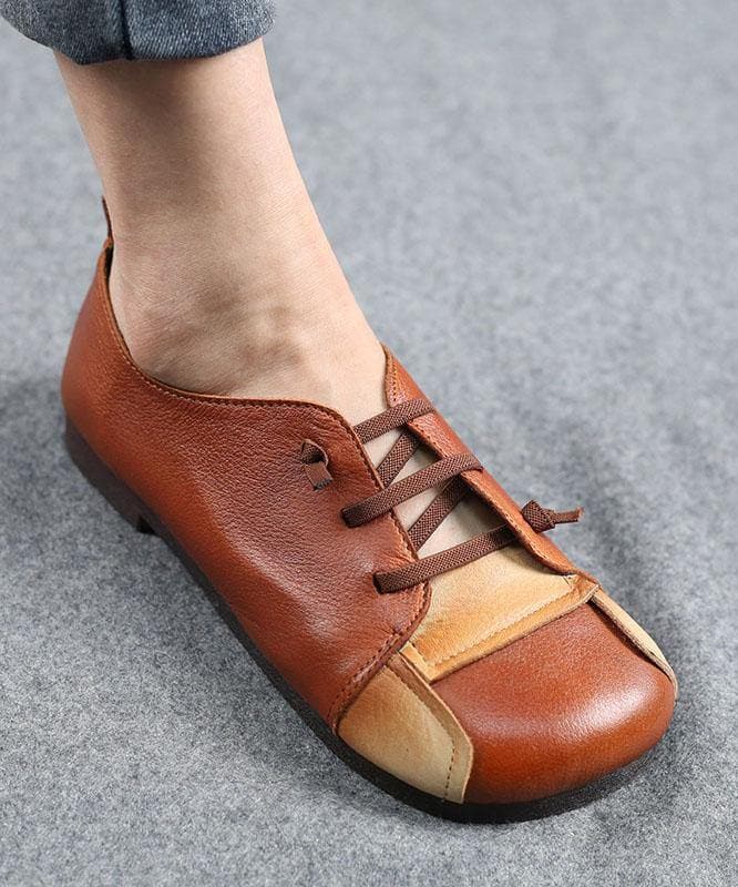 Comfortable Flat Shoes Chocolate Genuine Leather PDX210617