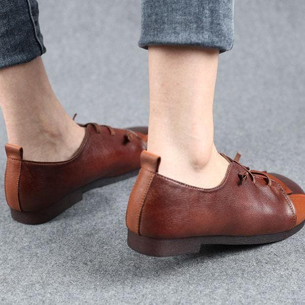 Comfortable Flat Shoes Chocolate Genuine Leather PDX210617