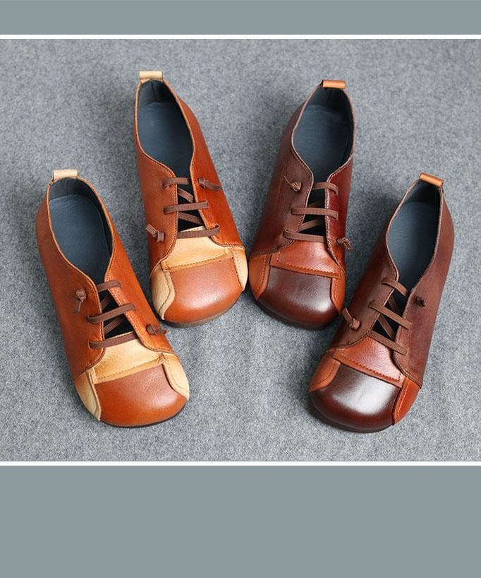 Comfortable Flat Shoes Chocolate Genuine Leather PDX210617