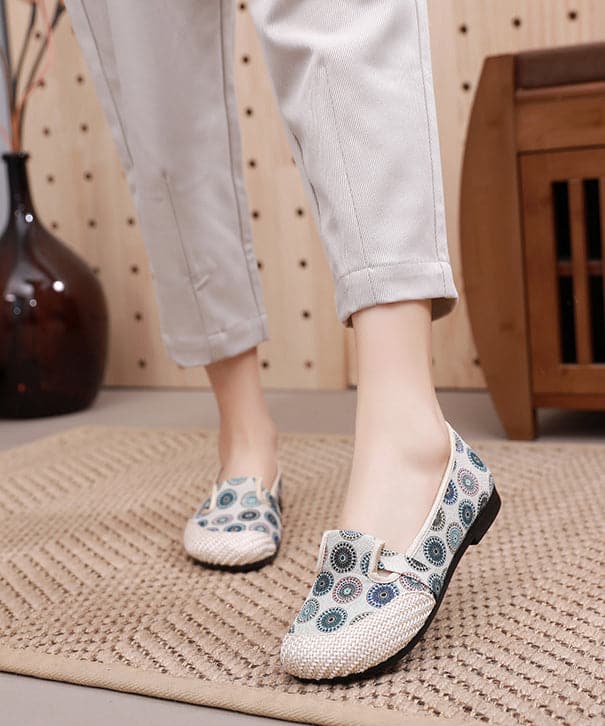 Comfy Blue Flat Shoes For Women Print Splicing Flat Feet Shoes BX-PDX220407