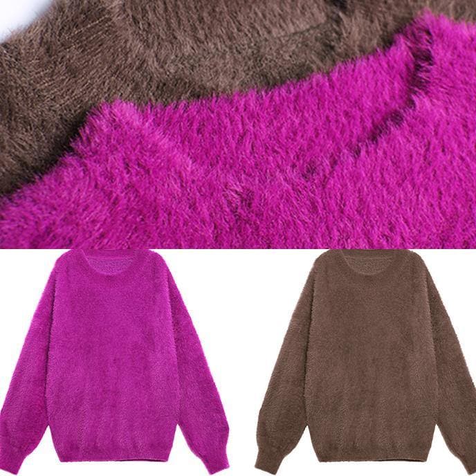 Comfy chocolate knit sweat tops trendy plus size o neck baggy clothes AT-NTP201217