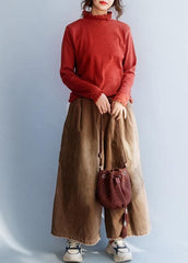 Comfy red sweater tops wild trendy plus size high neck knitwear LTP191125