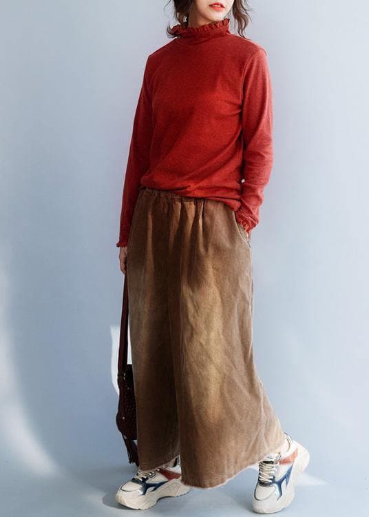 Comfy red sweater tops wild trendy plus size high neck knitwear LTP191125