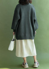 Comfy v neck knitwear fall fashion army green pockets NCT191125