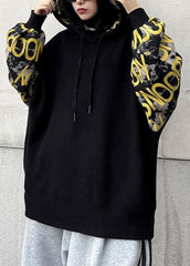 Cozy black Letter crane tops hooded fall fashion knitwear AT-LTP201217