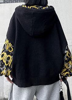 Cozy black Letter crane tops hooded fall fashion knitwear AT-LTP201217