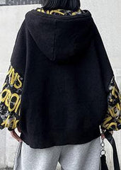 Cozy black Letter crane tops hooded fall fashion knitwear AT-LTP201217