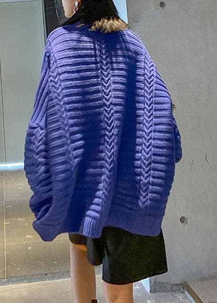 Cozy blue sweaters casual high neck side open knitted clothes AT-NTP201217