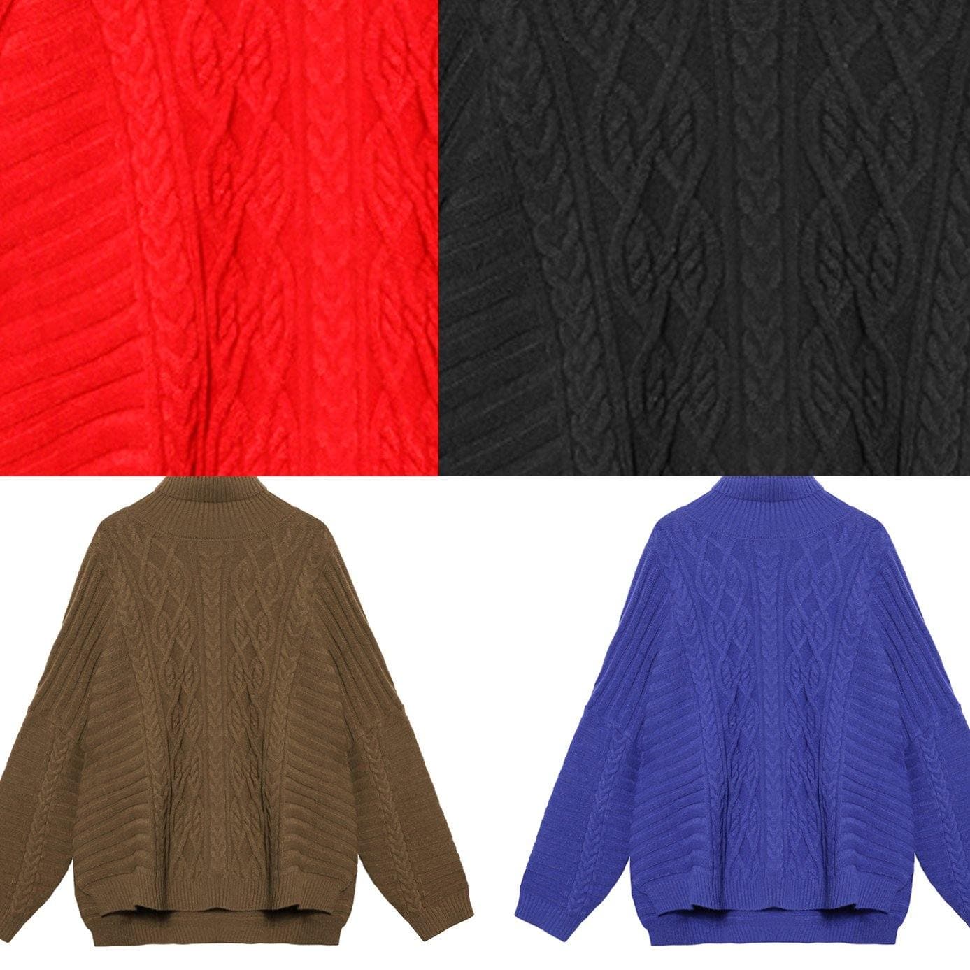 Cozy blue sweaters casual high neck side open knitted clothes AT-NTP201217