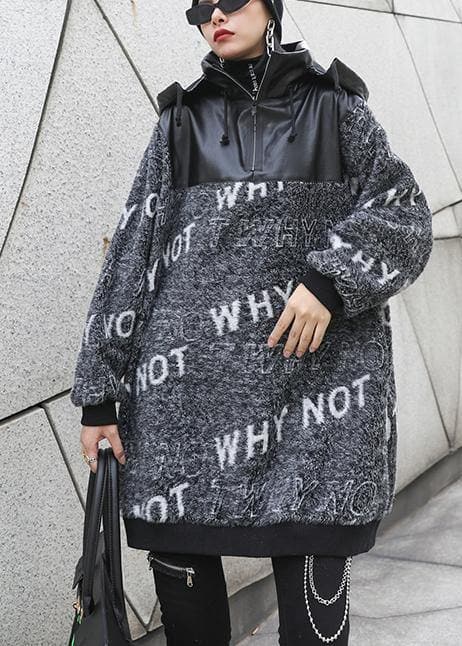 Cozy gray Letter knitted t shirt patchwork zippered casual knit tops AT-CTS201217