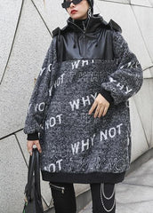 Cozy gray Letter knitted t shirt patchwork zippered casual knit tops AT-CTS201217