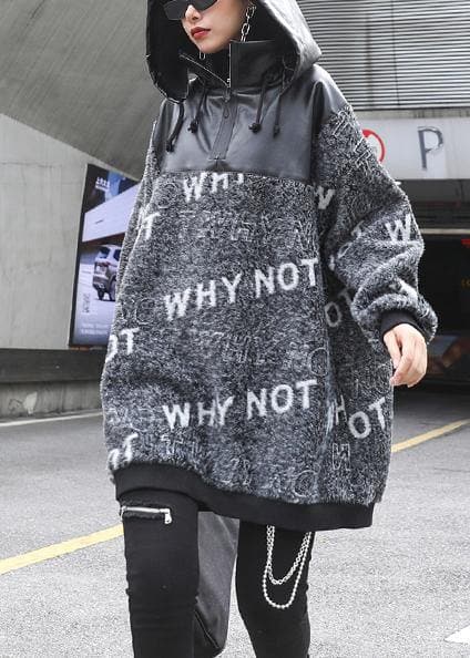 Cozy gray Letter knitted t shirt patchwork zippered casual knit tops AT-CTS201217