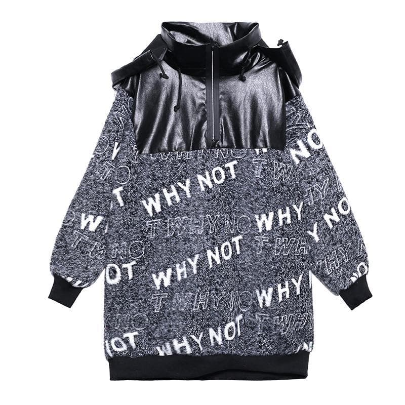 Cozy gray Letter knitted t shirt patchwork zippered casual knit tops AT-CTS201217