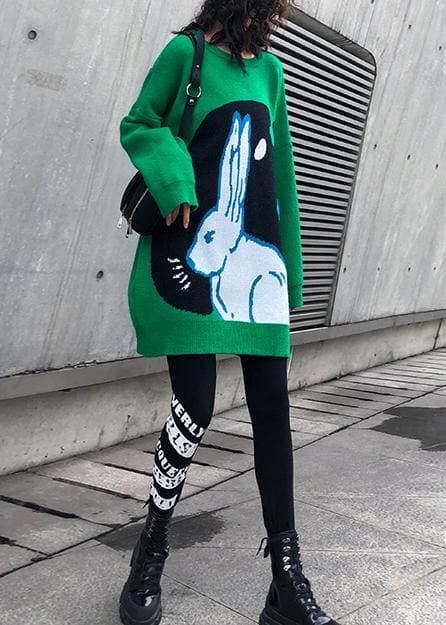 Cozy green print clothes For Women plus size clothing o neck knitwear AT-NTP191113