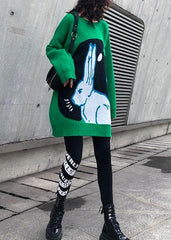 Cozy green print clothes For Women plus size clothing o neck knitwear AT-NTP191113