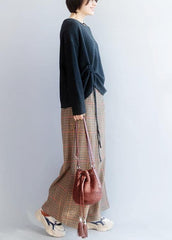Cozy o neck black sweaters fall fashion drawstring knitted pullover NTP191125