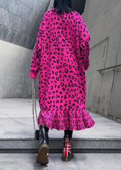 Cozy rose Leopard Sweater weather Vintage stand collar Hole Tejidos sweater dress AT-NSD191101