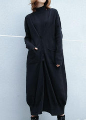 Cozy two ways to wear Sweater weather Moda black Mujer knit dress fall AT-NSD190923