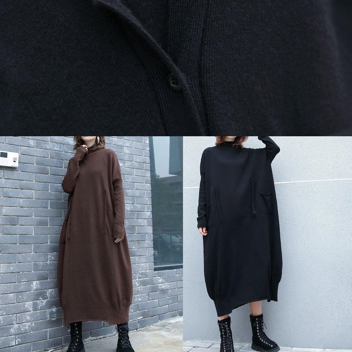 Cozy two ways to wear Sweater weather Moda black Mujer knit dress fall AT-NSD190923