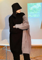 Cute gray clothes For Women high neck patchwork trendy plus size knitwear AT-LTP201228