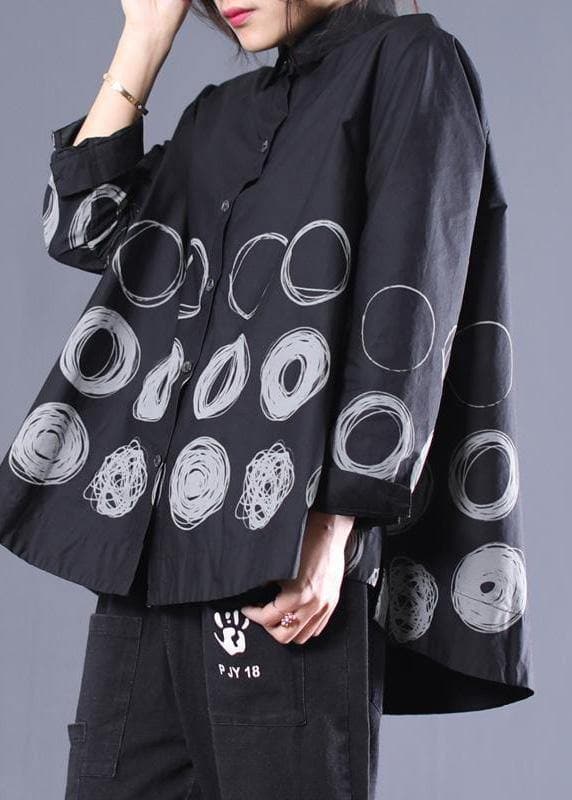 DIY Patchwork Shirts Black Dotted Blouses LTP210211