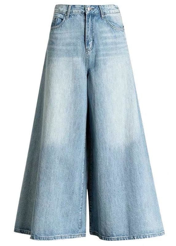DIY Light Blue fashion Pockets Casual Wide Leg Fall Denim Pants BSNZ-LPTS211014