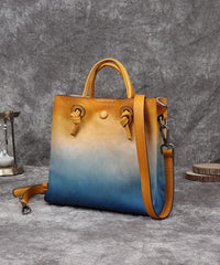DIY Yellow Rub color Paitings Calf Leather Tote Handbag ZPBAG-BGS220209