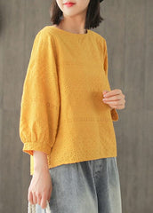 DIY Yellow fashion Hollow Out Embroideried Fall Long sleeve Tops GK-LTP211019