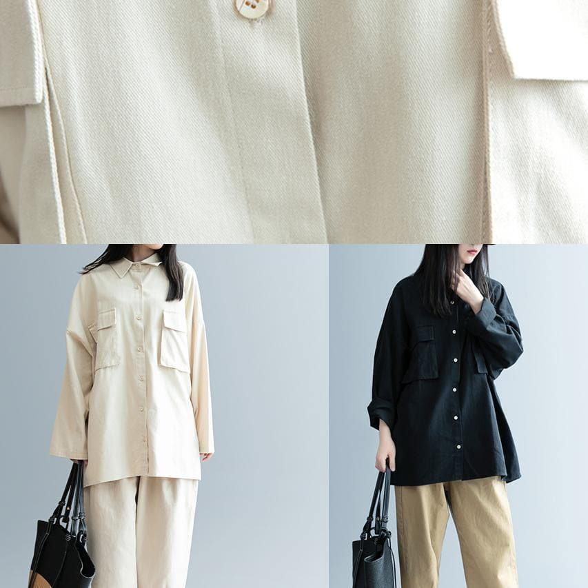 DIY beige clothes For Women lapel pockets Knee shirt LTP201026