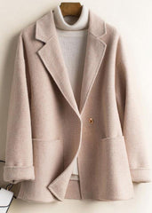 DIY beige plaid Plus Size tunics for women Work Outfits Notched pockets Woolen Coats TCT200915
