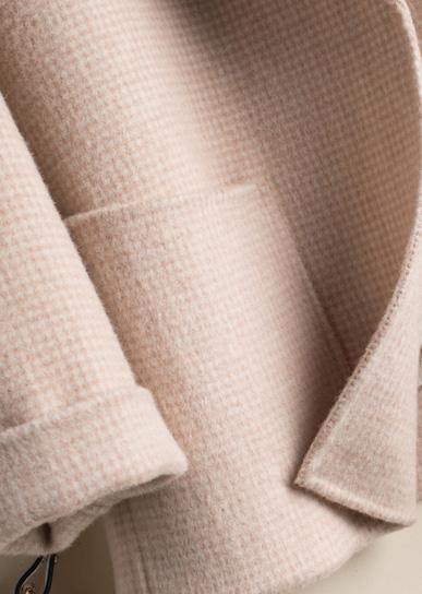 DIY beige plaid Plus Size tunics for women Work Outfits Notched pockets Woolen Coats TCT200915