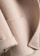 DIY beige plaid Plus Size tunics for women Work Outfits Notched pockets Woolen Coats TCT200915
