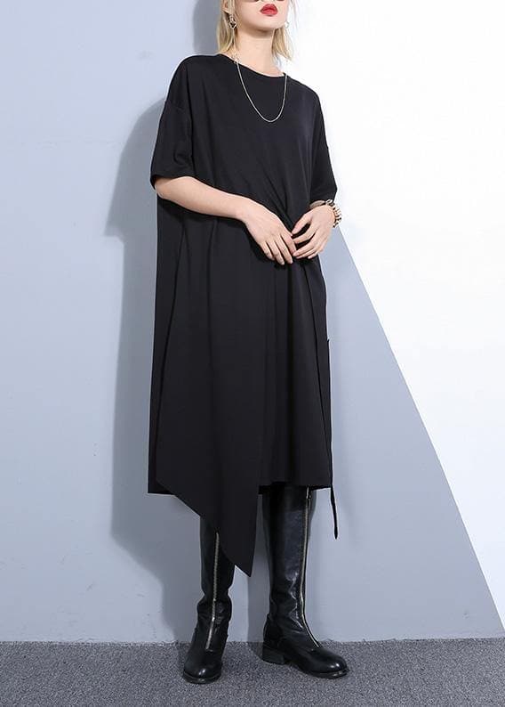 DIY black cotton clothes For Women asymmetric long summer Dresses AT-SDL190411