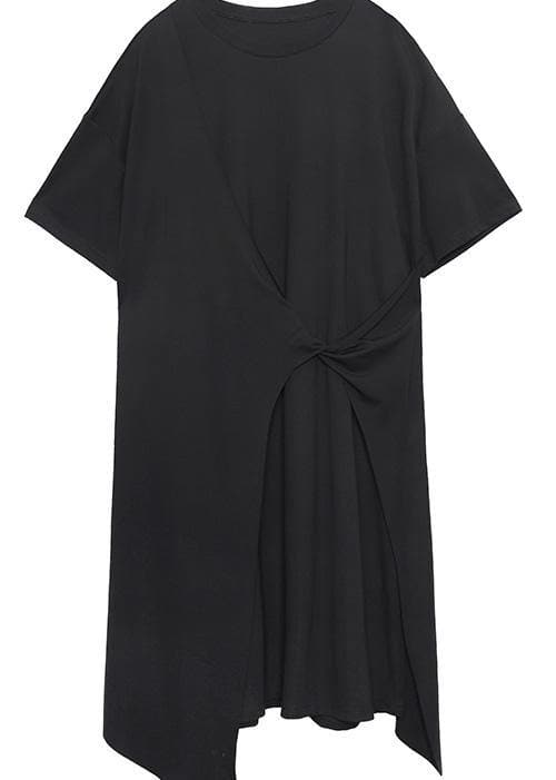 DIY black cotton clothes For Women asymmetric long summer Dresses AT-SDL190411