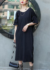DIY black cotton clothes v neck Robe summer Dress AT-SDL190411