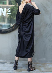 DIY black cotton clothes v neck Robe summer Dress AT-SDL190411