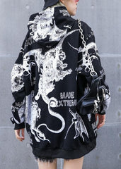 DIY black prints cotton clothes hooded loose fall T shirts AT-CTS190903